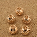 Cinco cuentas huecas de oro rosa con patrón para crear pulseras y collares DIY - 9×10mm / Plateado