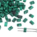 Flat rectangular malachite pattern synthetic agate double-hole beads for DIY bracelets - Faux Malachite