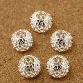 Cinco cuentas de malla plateada hueca sobre corcho para joyería DIY y pulseras - 9×10mm / Oro Claro