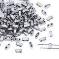 Silver square geometric spacer beads with double holes for DIY jewelry making - White Gold