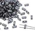 Polished gunmetal hematite rectangular beads with double holes for DIY jewelry - Gunmetal