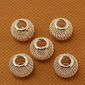 Set of 5 gold hollow woven metal spacer beads for DIY jewelry bracelet making - 10×12mm (6 Pieces/Pack) / Rose Gold