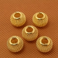 Five gold hollow mesh round beads for DIY jewelry making and bracelet accessories - 10×12mm (6 Pieces/Pack) / Light gold