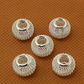 5pcs hollow woven silver metal spherical beads for DIY jewelry and necklaces - 10×12mm (6 Pieces/Pack) / Silver