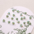 Light blue resin lily of the valley flower pendants with golden beads for DIY jewelry - 6mm