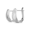 Elegante meerlaagse S925 sterling zilveren oorringen met glanzende moissaniet steentjes - 1.2mm / U-Vormige Gelaagde Moissaniet Oorbellen