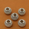 Five pieces of hollow mesh silver beads for DIY bracelet and necklace making - 10×12mm (6 Pieces/Pack) / White Gold