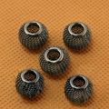 Five gunmetal gray mesh woven ball beads for DIY jewelry making and bracelets - 10×12mm (6 Pieces/Pack) / Gunmetal