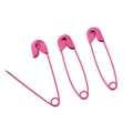 Three bright pink painted metal safety pins for DIY clothing and jewelry accessories - Rose Red