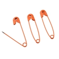 Three orange painted iron safety pins for DIY crafts and sweater shawl brooch closure - Orange