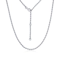 Polished S925 silver rope chain necklace with adjustable lobster clasp on white background - Rope Chain Necklace / Silver