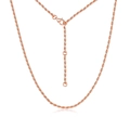 Detailed view of rose gold rope chain necklace with lobster clasp and extension link - Rope Chain Necklace / Rose Gold