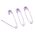 Three lavender purple matte metal safety pins shown in open and closed positions - Approx. 8mm Wide x 36mm Long (20 Pieces/Pack) / Purple