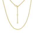 Detailed macro view of S925 gold rope chain necklace with adjustable lobster clasp - Rope Chain Necklace / Gold