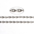 Silver stainless steel oval link chain for DIY jewelry making and necklace extension - 5 Meters / 4x3mm White Gold Color