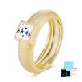 Detail of square cut moissanite gold ring with brushed finish and GRA certificate - US 5 / Matte Brushed Style With Certificate And Box