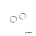 Silver stainless steel 1x9mm closed jump rings for DIY jewelry and beaded crafts - Single Jump Ring 1.0x9mm Steel Color (20 Pcs Approx. 2.91g)