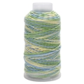 Filo di cotone con filo dorato in azzurro, verde e beige su rocchetto bianco per fai-da-te - Singolo Rotolo / Gradiente Blu Verde