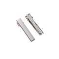 Pair of bright silver metal alligator hair clips showing smooth top and serrated bottom teeth - Standard Size (FHR093)