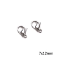 Bright silver 7x12mm stainless steel lobster clasp accessory for DIY jewelry making - Lobster Clasp 7x12mm Steel Color (1 pc/Pack)