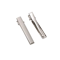 Set of two silver flat-top alligator hair clips in polished metal for DIY hair accessories - Medium Size (FHR093)