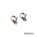 Standard 8x13mm stainless steel lobster clasp jewelry finding in polished silver finish - Lobster Clasp 8x13mm Steel Color (1 pc/Pack)