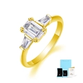 Gold finish S925 sterling silver three-stone moissanite ring with GRA certificate - US Size 5 / With Certificate & Gift Box / Gold