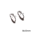 Silver-tone stainless steel lobster clasp jewelry connectors in 8x15mm size - CB15 Square Buckle 8x15mm Steel Color (1 Pc/Pack)