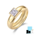 Elegant 18K gold-plated S925 silver ring with D-color Moissanite and GRA certificate - US 5 / Mirror Polished Style With Certificate And Box