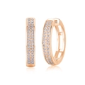 Close-up of rose gold S925 silver hoop earrings with double-row micro-pave crystals - Pair / Rose Gold(E13354)