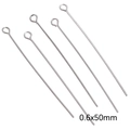 Five pieces of 0.6x50mm silver stainless steel eye pins for DIY jewelry making - Eye Pin 0.6x50mm Steel Color (20 pcs/Pack)