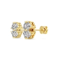 Elegant S925 sterling silver four-leaf clover stud earrings set with Moissanite stones - Stud Earrings / Gold