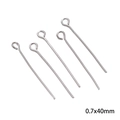 Five pieces of 0.7x40mm silver stainless steel eye pins for DIY jewelry making - Eye Pin 0.7x40mm Steel Color (20 pcs/Pack)