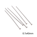 Five silver 0.7x40mm stainless steel flat head pins for DIY jewelry and beaded crafts - Head Pins 0.7x40mm Steel Color (20 Pcs/Pack)