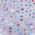 Transparent acrylic alphabet beads with colorful glitter and printed letters - Colorful Letters / 50 Pieces / Transparent Glitter