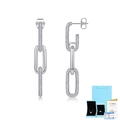 Modern S925 silver triple link pavé earrings with GRA certificate and gift packaging - Moissanite Dangle Earrings Set (With Certificate & Box) / Silver