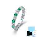Dettaglio anello in argento S925 con gemme verdi e bianche e certificato di garanzia GRA - US 5 / Arcobaleno (Con Scatola)