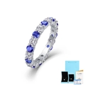 S925 sterling silver eternity ring with blue and white stones next to a GRA certificate - Blue Star (With Gift Box)