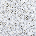 White acrylic round beads with golden smiley face patterns for DIY jewelry making - White Gold Smile
