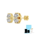 Golden clover stud earrings with marquise stones and GRA moissanite certificate gift box - Stud Earrings (With GRA Certificate & Gift Box) / Gold