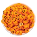 Flat orange acrylic smiley face beads in a bowl for DIY jewelry making crafts - Smile Face Style / 50 Pieces / Orange