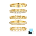 Stackable S925 sterling silver rings in gold finish with moissanite and GRA certificate - US Size 5 / Moissanite Stackable Ring with GRA Certificate and Gift Box