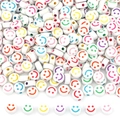 Colorful smiley face acrylic beads for DIY jewelry making and child crafts - Colorful Letters / 50 Pieces / White