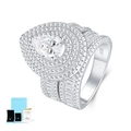 Dettaglio anello in moissanite taglio a pera con fascia S925 e certificato GRA - Taglia US 5 / Set Anello Pera (Con GRA e Scatola)