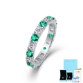 S925 Sterling Silber Ring mit Smaragd und weißem Diamant, GRA-Zertifikat und Geschenkbox - US Größe 5 / Ring + GRA Zertifikat + Geschenkbox / Grün (R14015)