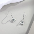 Macro di orecchini a gancio in argento S925 con pietre di moissanite a taglio tondo - Stile Moissanite a Singolo Carato