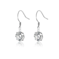 Détail des boucles d'oreilles en argent sterling S925 avec moissanite taille brillant ronde - Style Crochet de Poisson à Moissanite Unique (E13911-6.5+GRA/Carte Noire) / Argent 925
