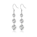 Détails des boucles d'oreilles pendantes en argent S925 avec trois pierres moissanite - Crochets d'Oreilles à Trois Strass en Gradins (E13917+GRA/Carte Noire) / Argent 925
