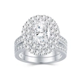 Detail van S925 sterling zilveren bruidsringset met moissaniet en dubbele halo-zetting - US Maat 5 / Ovaal Dubbele Halo Moissanite Ring