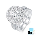 Macro detail van S925 zilveren moissanite ring set met GRA certificaat en geschenkdoos - US Maat 5 / Ovaal Dubbele Halo Moissanite Ring Met GRA Certificaat En Geschenkdoos